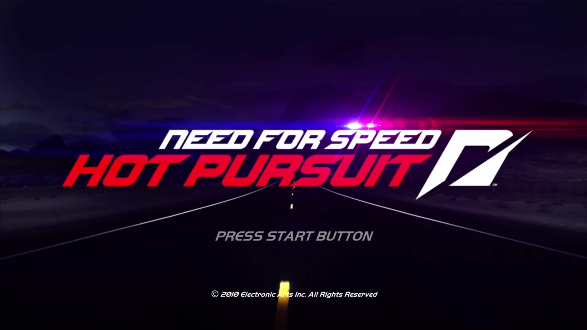 Need for Speed: Hot Pursuit title screen for Xbox 360